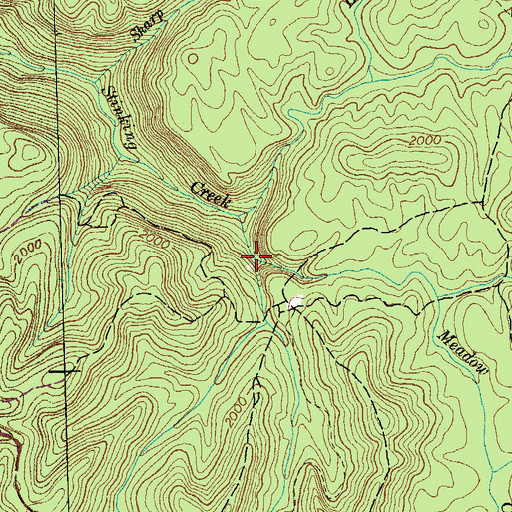 Topographic Map of Meadow Creek, TN