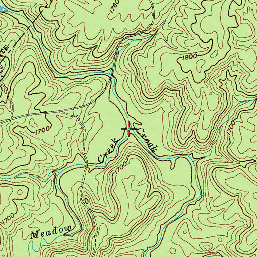 Topographic Map of Meadow Creek, TN