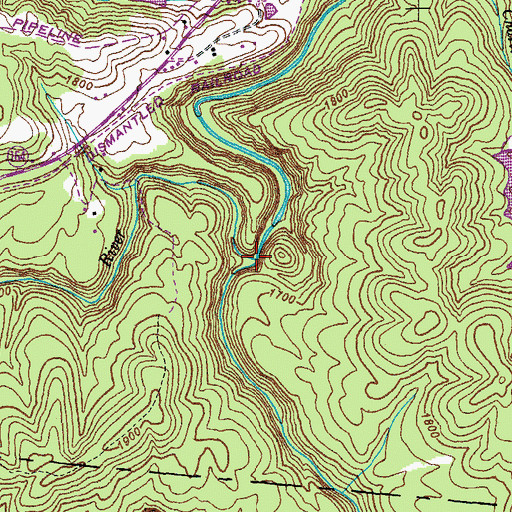 Topographic Map of Meadow Creek, TN