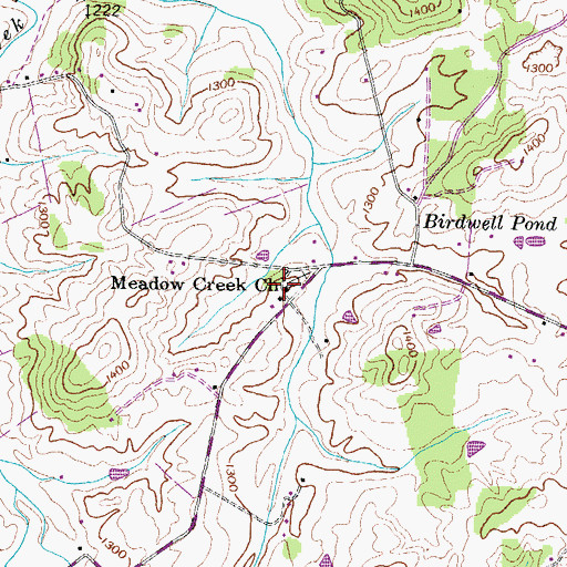 Topographic Map of Meadow Creek Church, TN