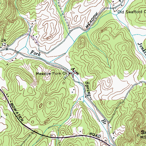 Topographic Map of Meadow Fork Church, TN