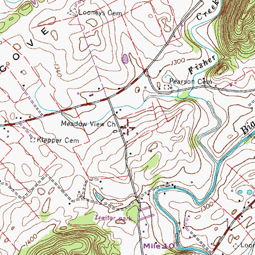 Topographic Map of Meadow View Church, TN