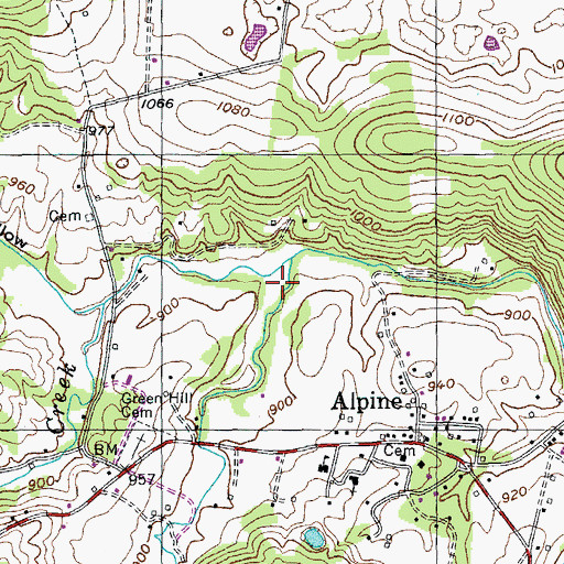 Topographic Map of Means Hollow, TN