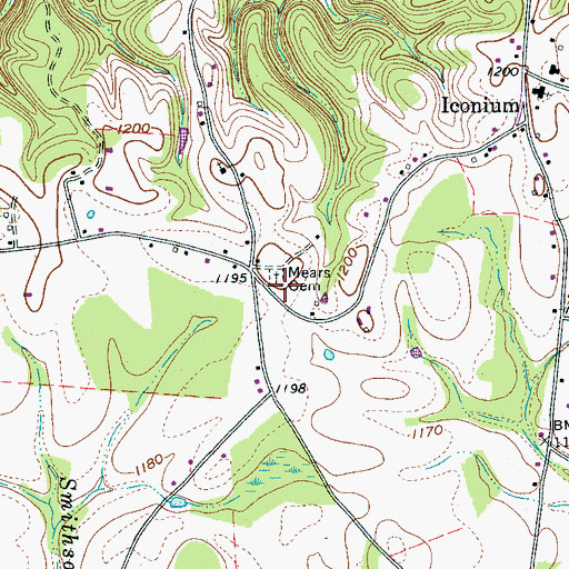 Topographic Map of Mears Cemetery, TN