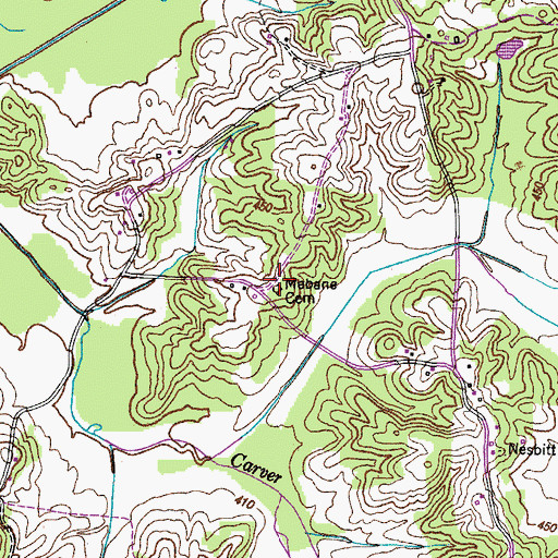 Topographic Map of Mebane Cemetery, TN