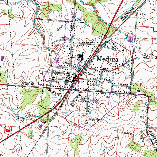 Topographic Map of Medina, TN