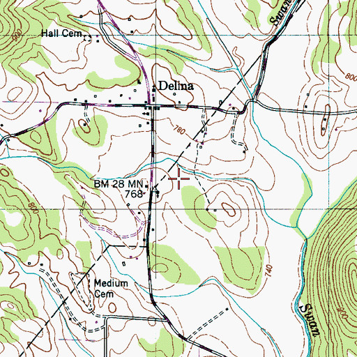 Topographic Map of Medium School, TN