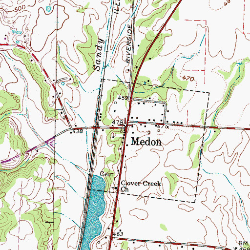 Topographic Map of Medon, TN