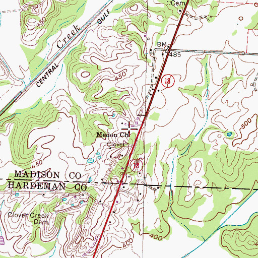 Topographic Map of Medon Church, TN
