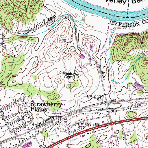 Topographic Map of Meek Cemetery, TN