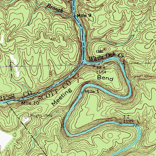 Topographic Map of Meeting Bend, TN