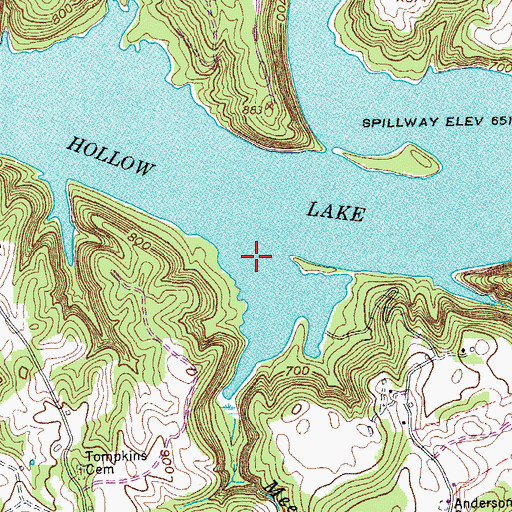 Topographic Map of Meetinghouse Branch, TN