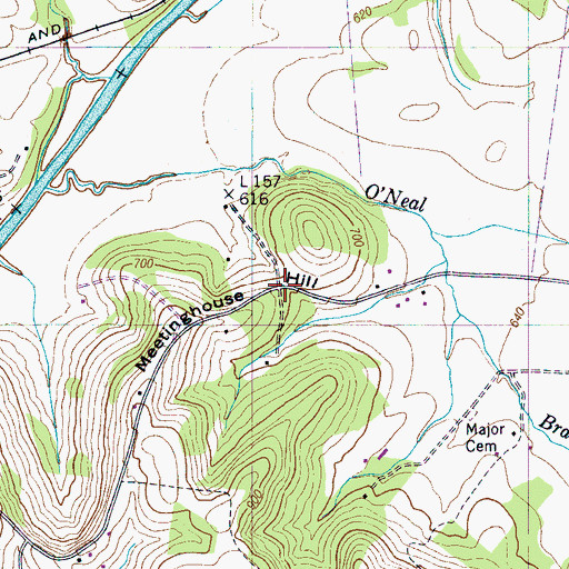 Topographic Map of Meetinghouse Hill, TN