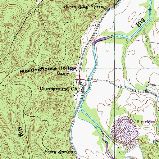 Topographic Map of Meetinghouse Hollow, TN