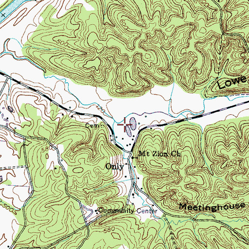 Topographic Map of Meetinghouse Hollow, TN