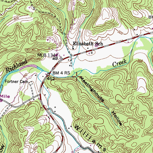 Topographic Map of Meetinghouse Hollow, TN