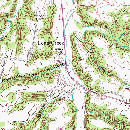 Topographic Map of Meetinghouse Hollow, TN
