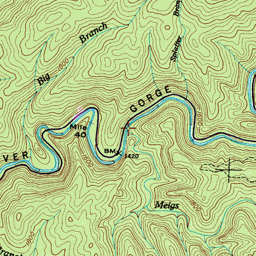 Topographic Map of Meigs Creek, TN