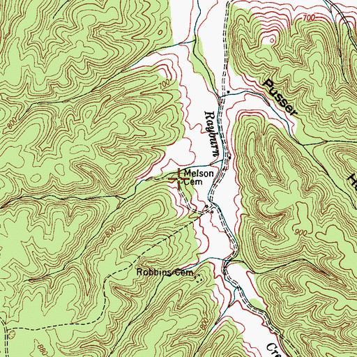 Topographic Map of Melson Cemetery, TN