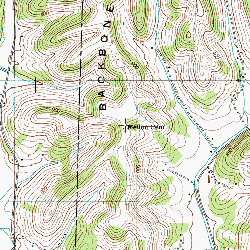 Topographic Map of Melton Cemetery, TN