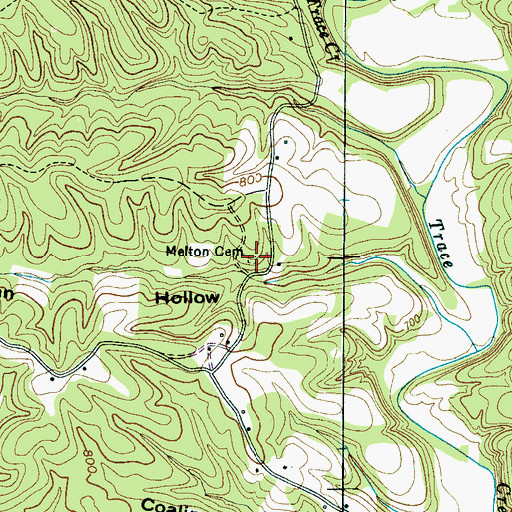 Topographic Map of Melton Cemetery, TN