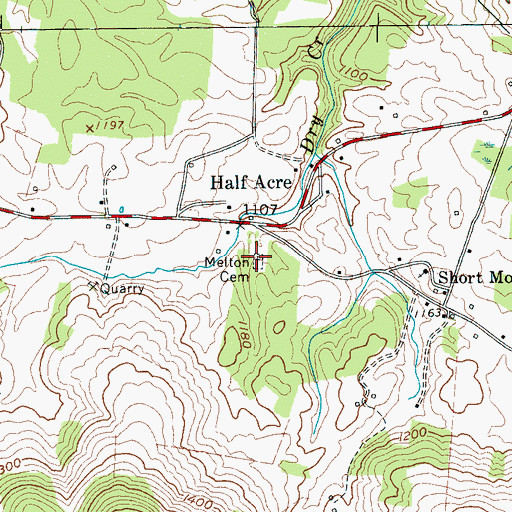 Topographic Map of Melton Cemetery, TN