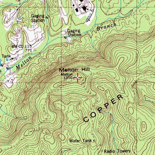 Topographic Map of Melton Hill, TN
