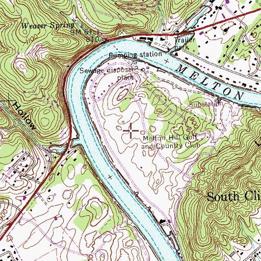 Topographic Map of Melton Hill Golf and Country Club, TN