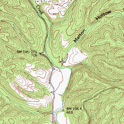 Topographic Map of Melton Hollow, TN
