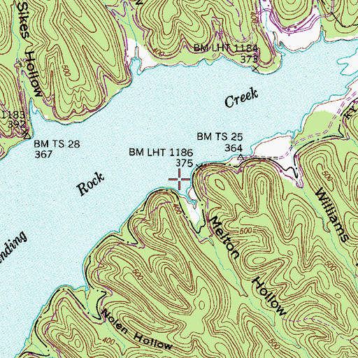 Topographic Map of Melton Hollow, TN