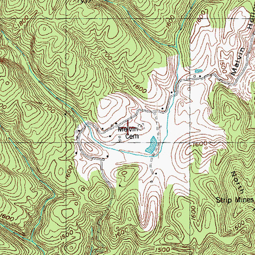 Topographic Map of Melvin Cemetery, TN