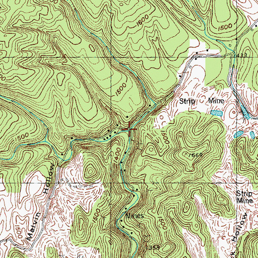 Topographic Map of Melvin Hollow, TN