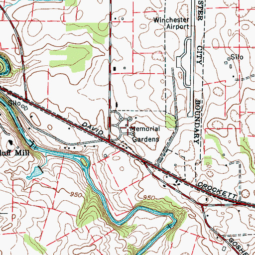 Topographic Map of Memorial Gardens, TN