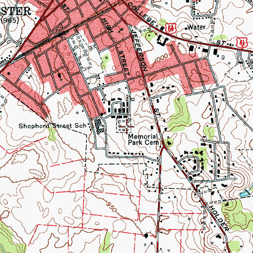 Topographic Map of Memorial Park Cemetery, TN