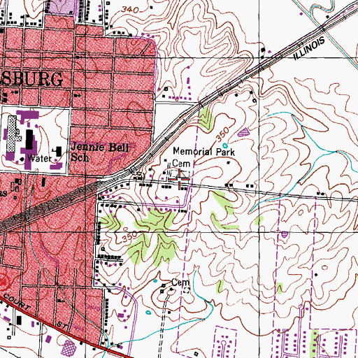 Topographic Map of Memorial Park Cemetery, TN