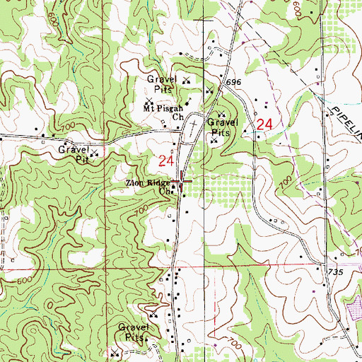 Topographic Map of Zion Ridge Church, AL