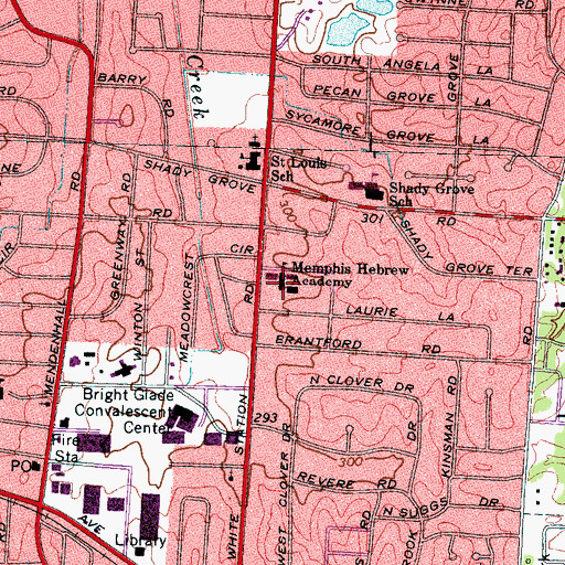 Topographic Map of Memphis Hebrew Academy, TN