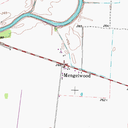 Topographic Map of Mengelwood, TN
