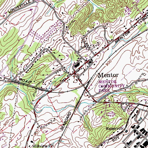Topographic Map of Mentor, TN