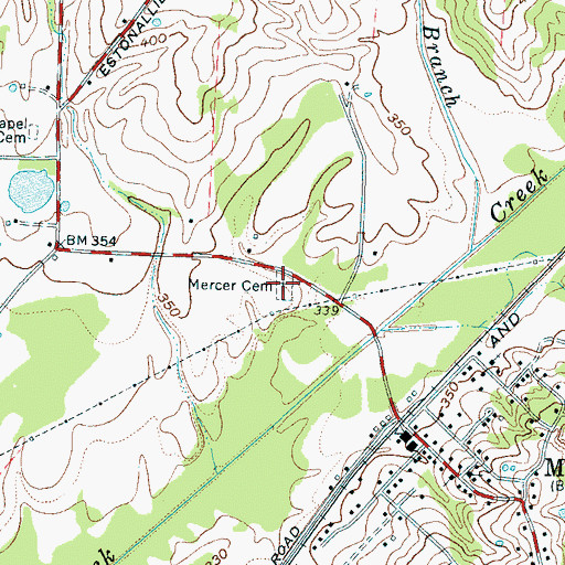 Topographic Map of Mercer Cemetery, TN