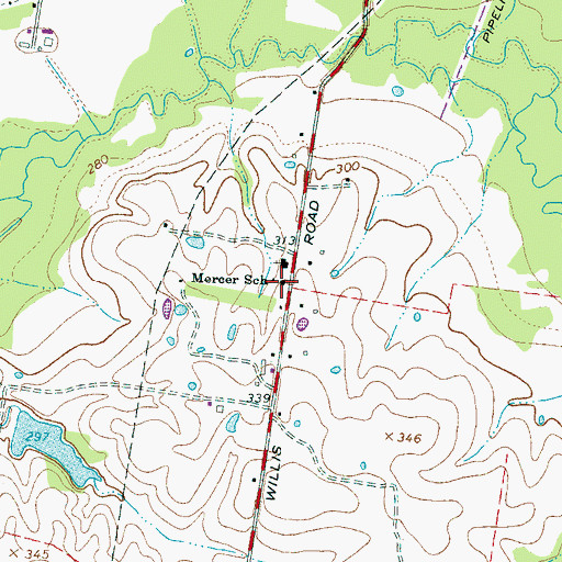 Topographic Map of Mercer School, TN