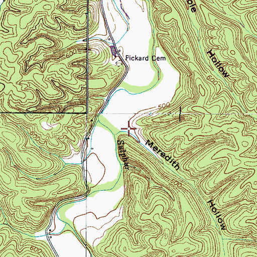 Topographic Map of Meredith Hollow, TN