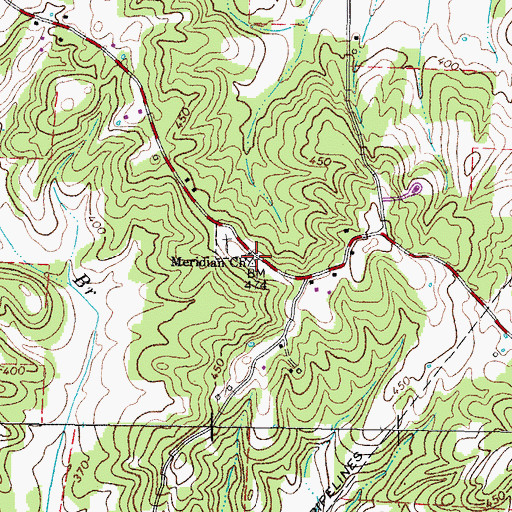 Topographic Map of Meridian Church, TN