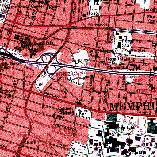 Topographic Map of Merrill School, TN