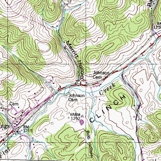 Topographic Map of Merritt Hollow, TN