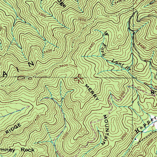 Topographic Map of Merry Mountain, TN