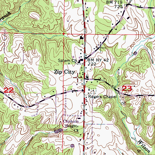 Topographic Map of Zip City, AL
