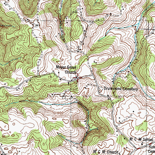 Topographic Map of Meyer Grove Church, TN