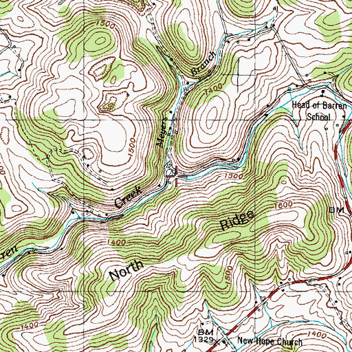 Topographic Map of Meyers Branch, TN