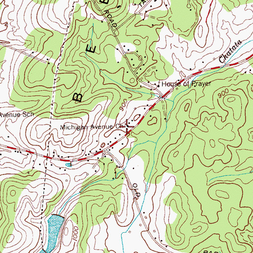 Topographic Map of Michigan Avenue Baptist Church, TN